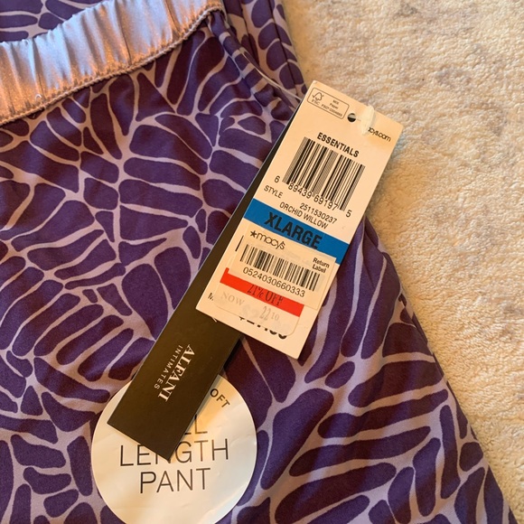 Alfani Women's Purple Leaf Print Pajama Pants Size XL NWT - Picture 3 of 6